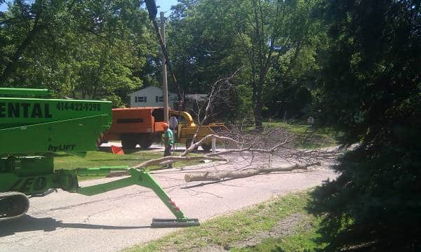 Wood chipping machine and vehicle